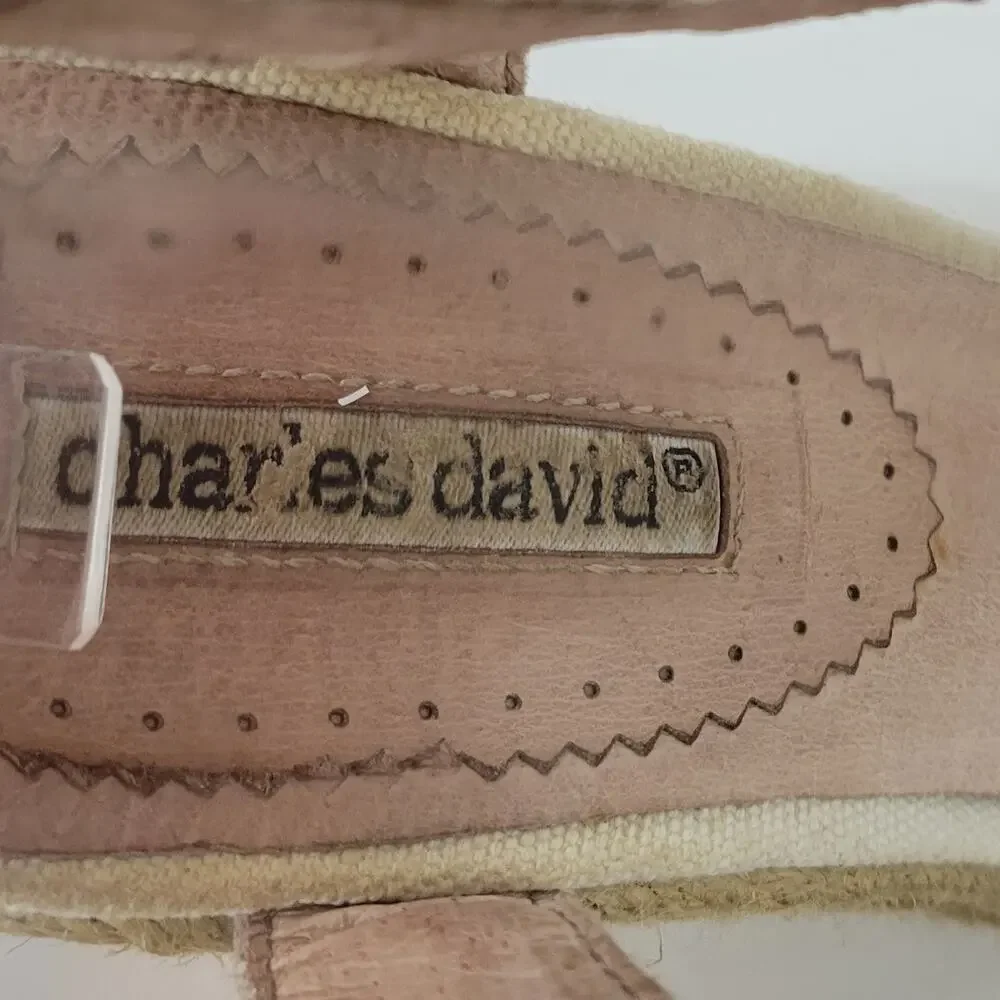 Charles David Womens Sandals Size 10 Taupe Wedge Heel Slingback Espadrille